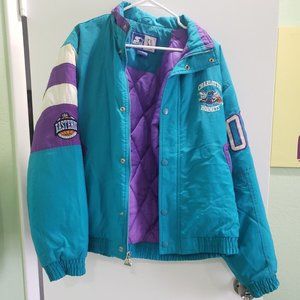 Vintage 1990s Starter Charlotte Hornets Full Zip Windbreaker Jacket Adult Size S